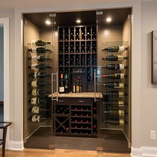 frameless glass wine enclosures lake Orion Michigan,custom wine storage solutions,frameless glass wine racks