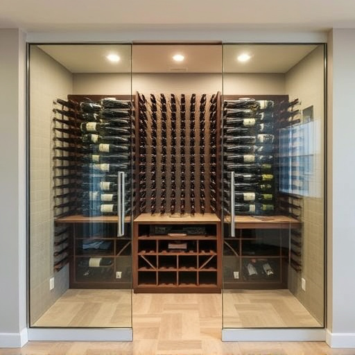 frameless glass wine enclosures lake Orion Michigan,custom wine storage solutions,frameless glass wine racks