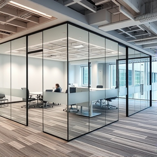 frameless office glass walls lake Orion Michigan,frameless glass partitions,modern office design with glass walls