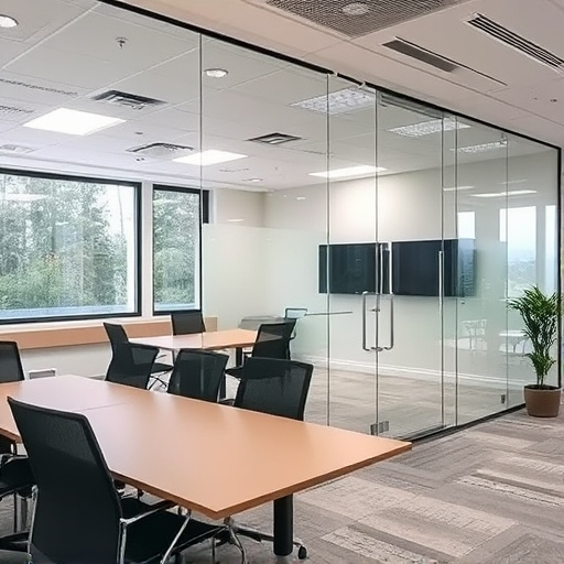 frameless office glass walls lake Orion Michigan,frameless glass partitions,modern office design with glass walls