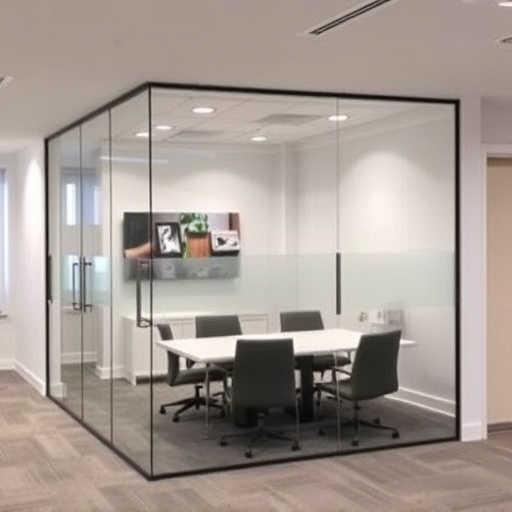 frameless office glass walls lake Orion Michigan,frameless glass partitions,modern office design with glass walls