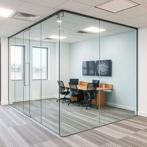 frameless office glass walls lake Orion Michigan,frameless glass partitions,modern office design with glass walls